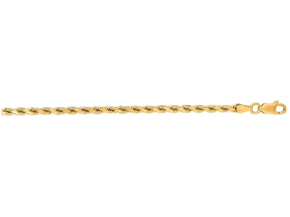 Finejewelers 14 Kt Yellow Gold 18 Inch 3.5mm Solid Bright Cut Royal Rope Chain Necklace Lobster Clasp