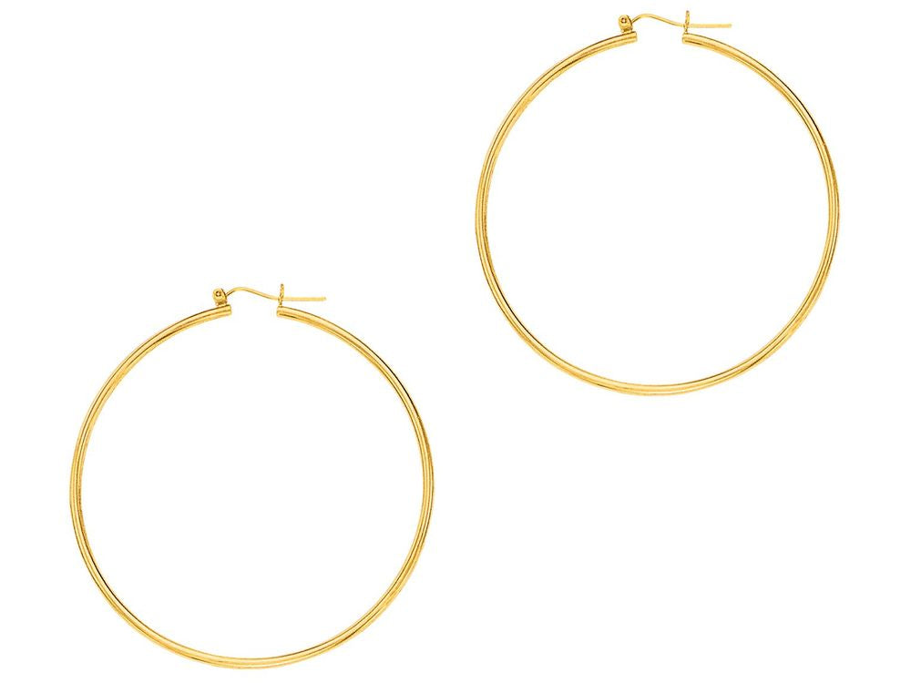 Finejewelers 14 Kt Yellow Gold 2.0x55mm Round Tube Hoop Earring