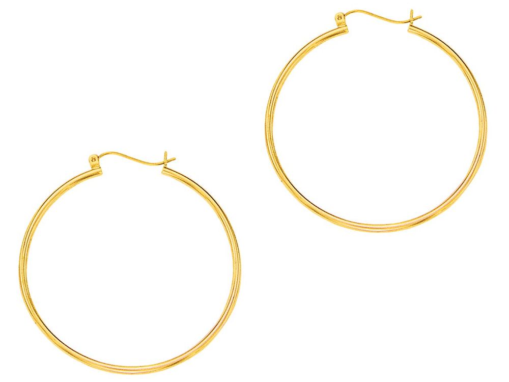 Finejewelers 14 Kt Yellow Gold 2.0x45mm Round Tube Hoop Earring