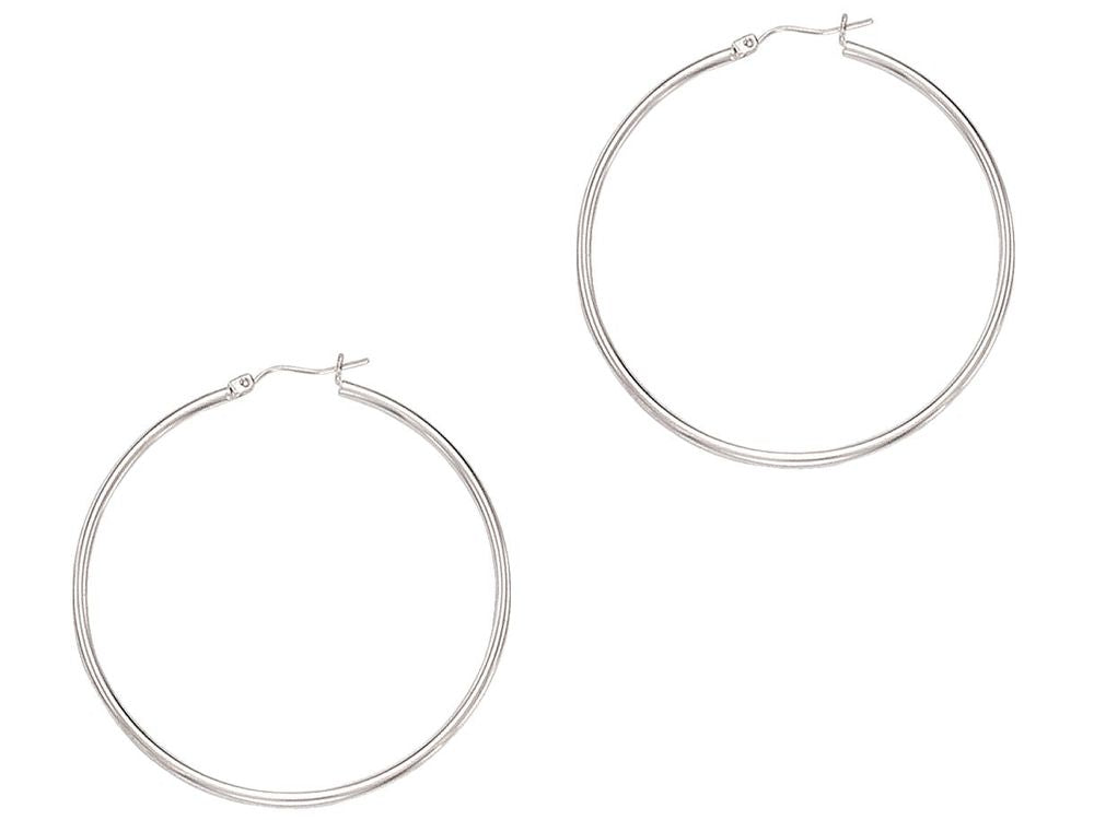 Finejewelers 14 Kt White Gold 2.0x50mm Round Tube Hoop Earring