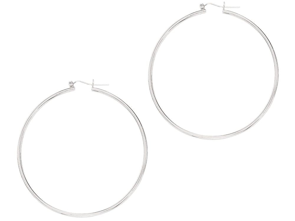 Finejewelers 14 Kt White Gold 2.0x60mm Round Tube Hoop Earring
