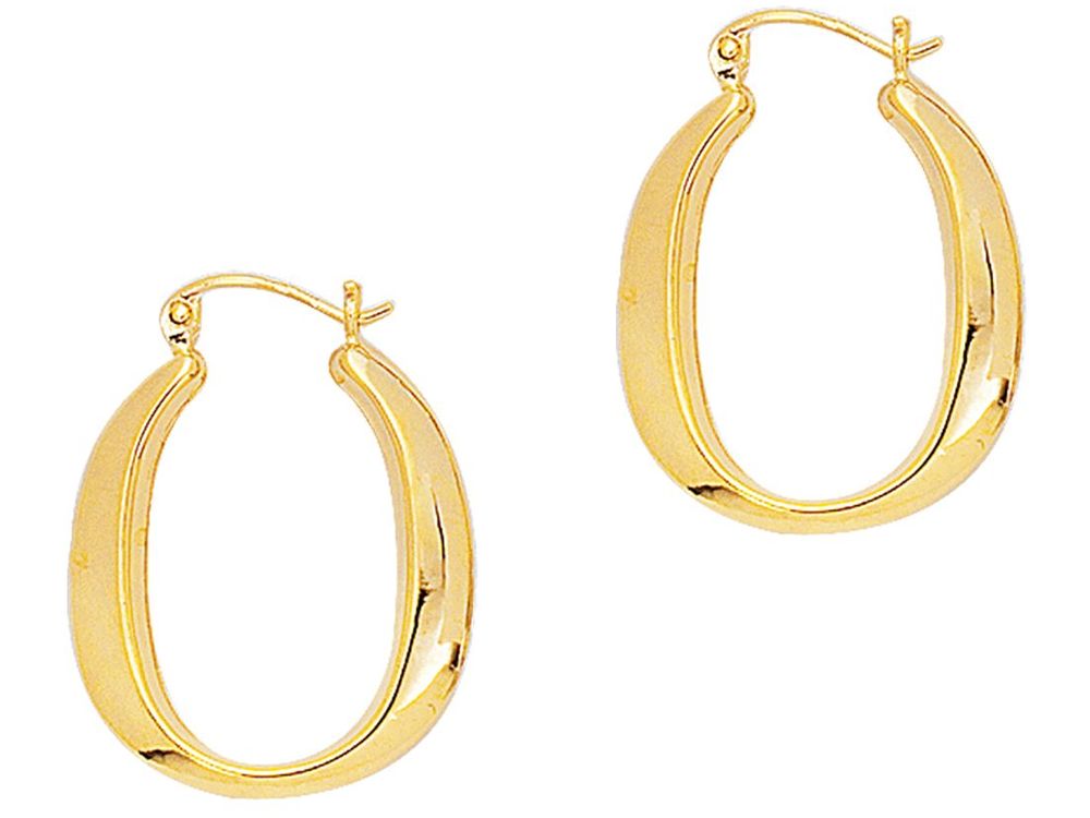 Finejewelers 14 Kt Yellow Gold Oval Shape Symbolic Hoop Earring