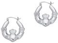 Finejewelers 14 Kt White Gold Claddagh Symbolic Hoop Earring
