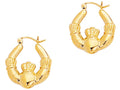 Finejewelers 14 Kt Yellow Gold Claddagh Symbolic Hoop Earring