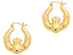 Finejewelers 14 Kt Yellow Gold Claddagh Symbolic Hoop Earring