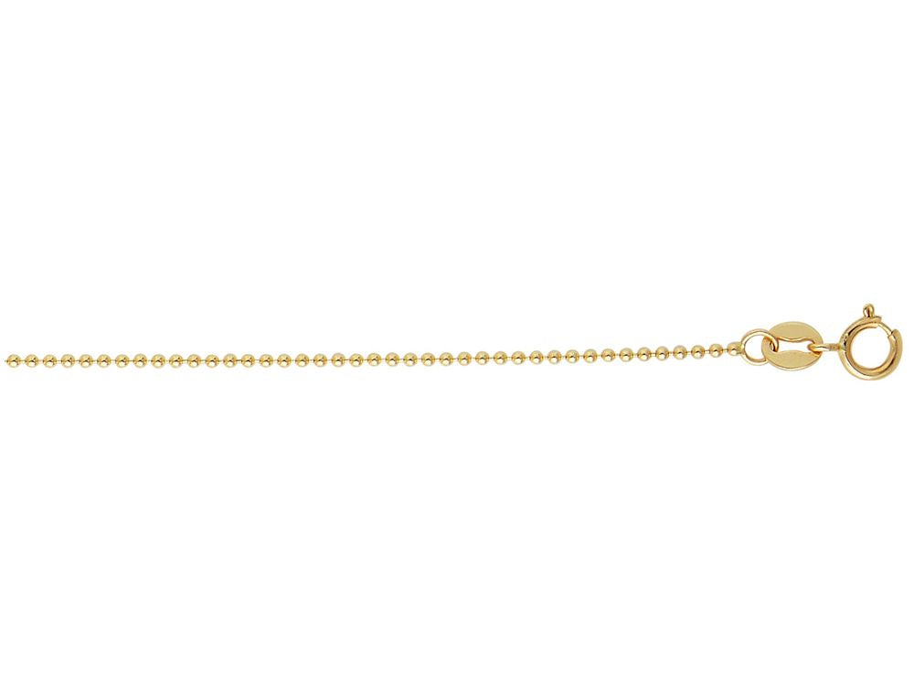 Finejewelers 14 Kt Yellow Gold 16 Inch 1mm Non-bright Cut Bead Bead Chain Necklace With Lobster Clasp