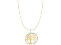 Finejewelers 14 Kt Two Tone Gold Round Double Disc Tree Of Life Pendant Necklace On 18 Inch 0.8mm