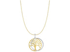 Finejewelers 14 Kt Two Tone Gold Round Double Disc Tree Of Life Pendant Necklace On 18 Inch 0.8mm
