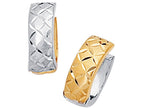 Finejewelers 14 Kt Two Tone Gold Bright Cut 5.0mm Two Tone Snuggable Earring With Di Amond Pattern