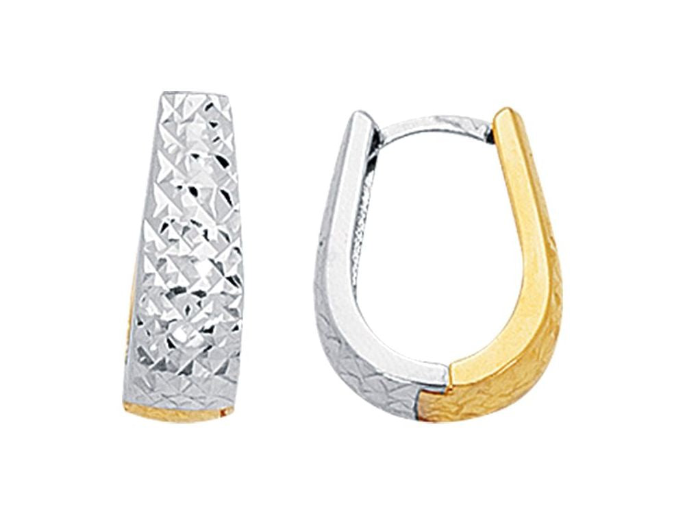 Finejewelers 14 Kt Two Tone Gold Bright Cut Graduated Two Tone Snuggable Earring