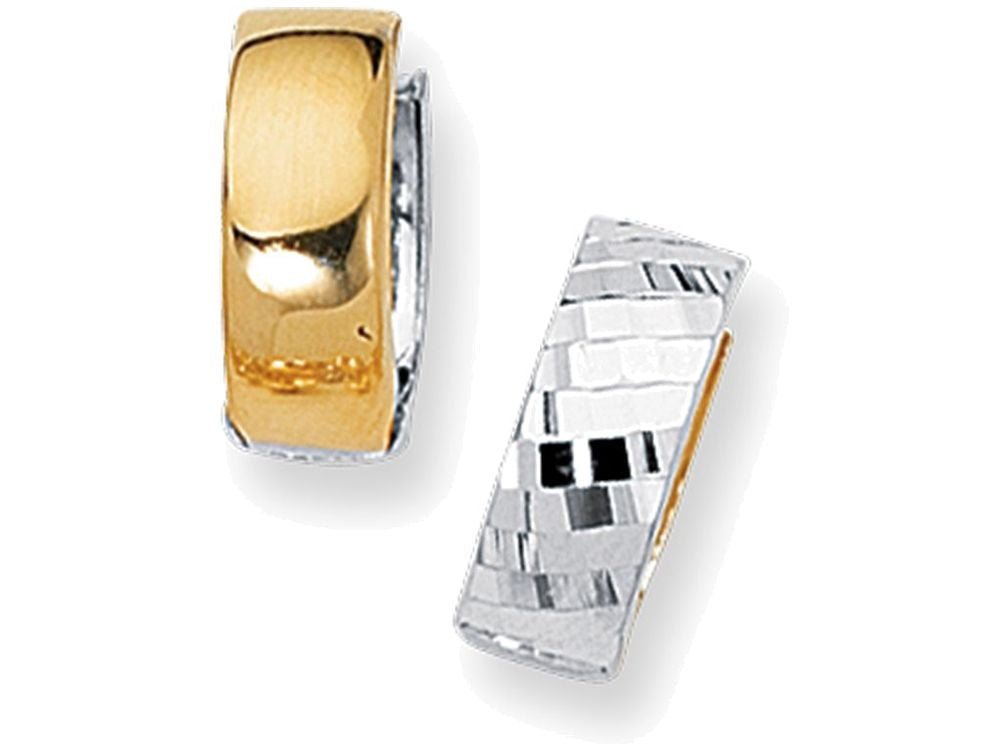Finejewelers 14 Kt Two Tone Gold Bright Cut 5.0mm Two Tone Snuggable Earring