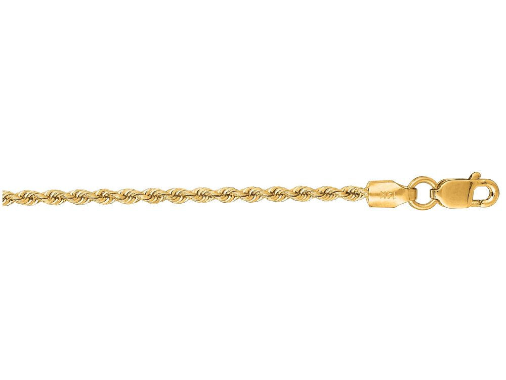 Finejewelers 14 Kt Yellow Gold 16 Inch 1.5mm Bright Cut Solid Rope Chain Necklace With Lobster Clasp