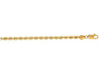 Finejewelers 14 Kt Yellow Gold 8 Inch 3.0mm Bright Cut Solid Rope Bracelet Chain With Lobster Clasp