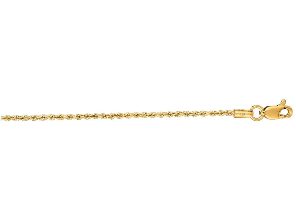 Finejewelers 14 Kt Yellow Gold 16 Inch 1.25mm Bright Cut Solid Rope Chain Necklace With Lobster Clasp