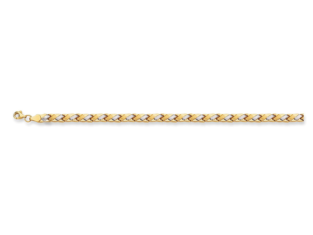 Finejewelers 14 Kt Two Tone Gold 7.25 Inch Graduated Weaved Type Bracelet With Pear Shape Clasp