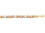 Finejewelers 14 Kt Tri Color Gold 7.25 Inch Textured Tri Color Hugskisses Bracelet With Pear Shape Clasp