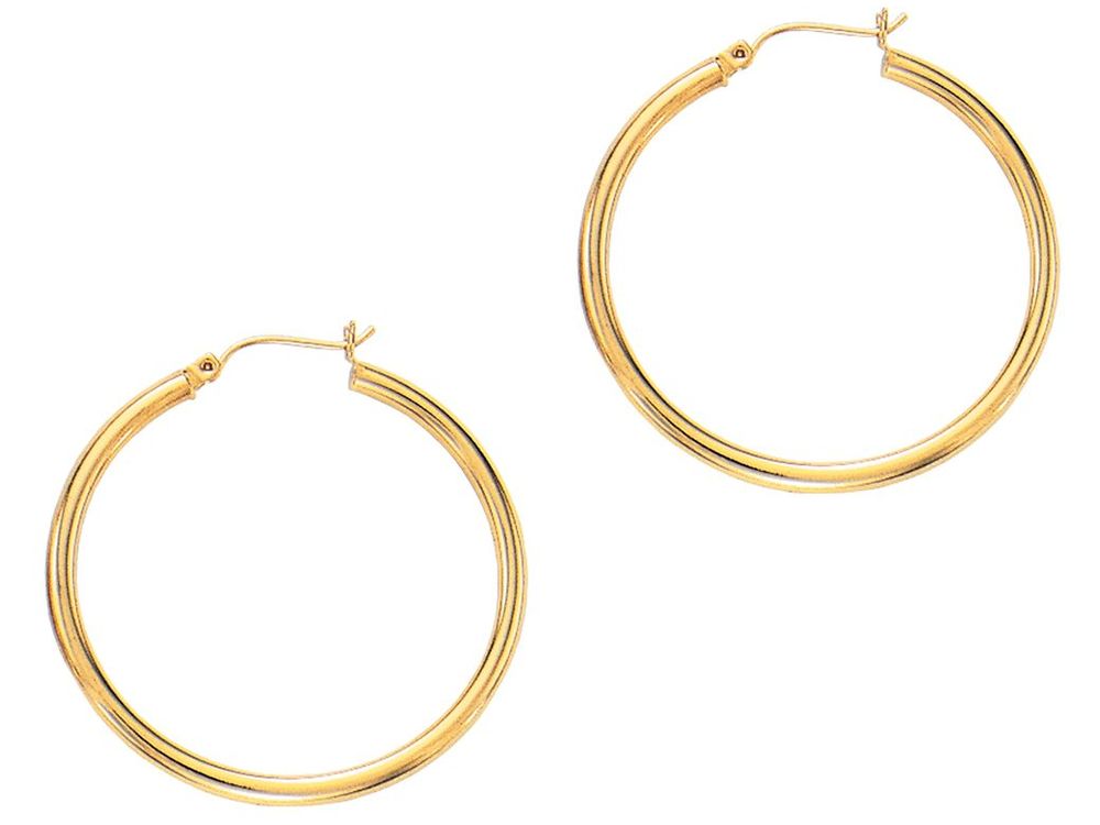 Finejewelers 14 Kt Yellow Gold 3.0x40mm Round Tube Hoop Earring