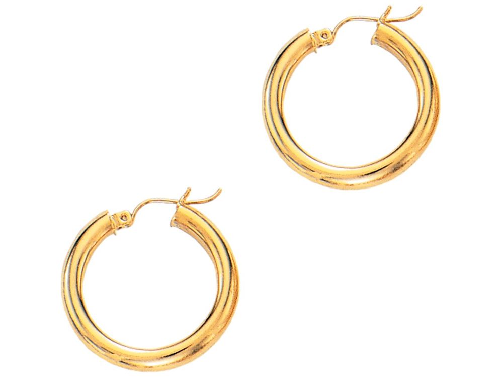 Finejewelers 14 Kt Yellow Gold 4.0x25mm Round Tube Hoop Earring