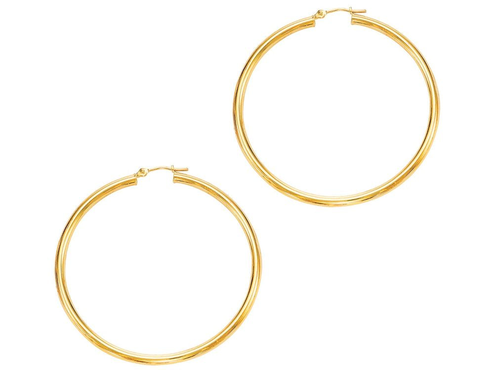 Finejewelers 14 Kt Yellow Gold 3.0x50mm Round Tube Hoop Earring
