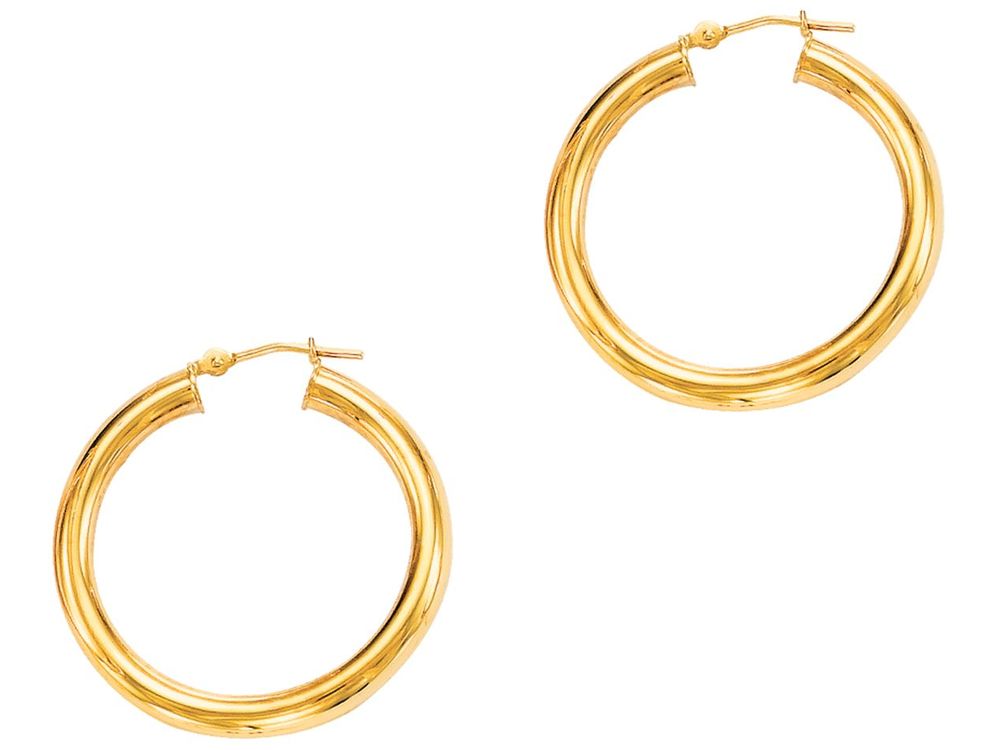 Finejewelers 14 Kt Yellow Gold 4.0x30mm Round Tube Hoop Earring