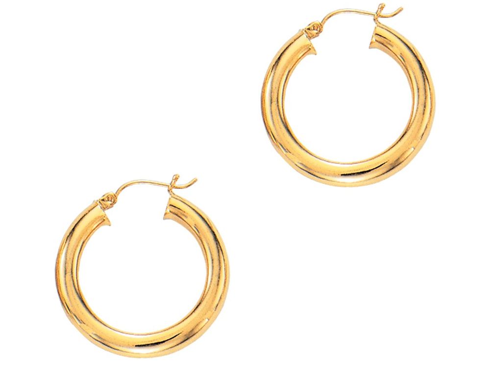 Finejewelers 14 Kt Yellow Gold 5.0x25mm Round Tube Hoop Earring