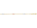 Finejewelers 14 Kt Tri Color Gold 10 Inch 5x10mm (5)mariner Shape Stationed Element On 2mm Mariner Link Ankle
