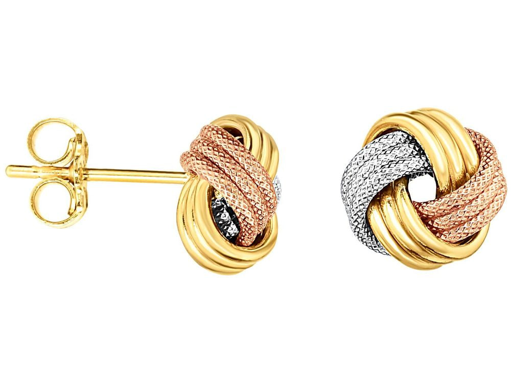 Finejewelers 14 Kt Tri Color Gold Imagebased-tbr Textured Fancy Post Love Knot Earring