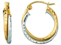 Finejewelers 14 Kt Two Tone Gold Bright Cut Double Row Round Hoop Earring