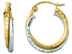 Finejewelers 14 Kt Two Tone Gold Bright Cut Double Row Round Hoop Earring