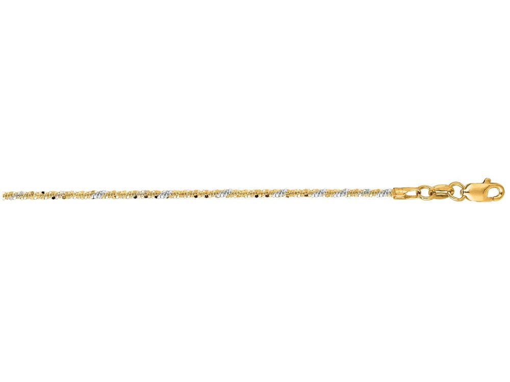 Finejewelers 14 Kt Two Tone Gold 16 Inch 1.5mm Bright Cut Sparkle Chain Necklace With Lobster Clasp