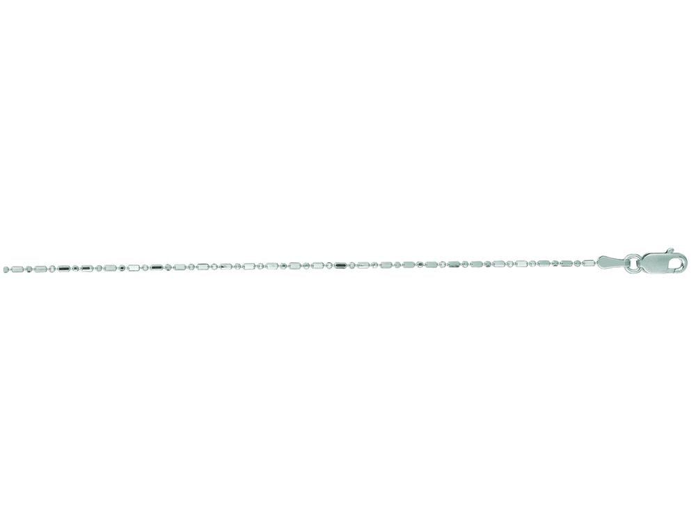 Finejewelers 14 Kt White Gold 16 Inch 1.0mm Alternate Round Long Rectangular Shaped Bead Chain Necklace