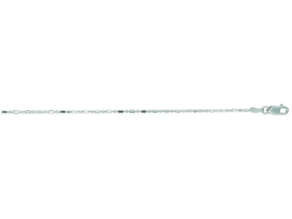 Finejewelers 14 Kt White Gold 16 Inch 1.2mm Alternate Round Long Rectangular Shaped Bead Chain Necklace