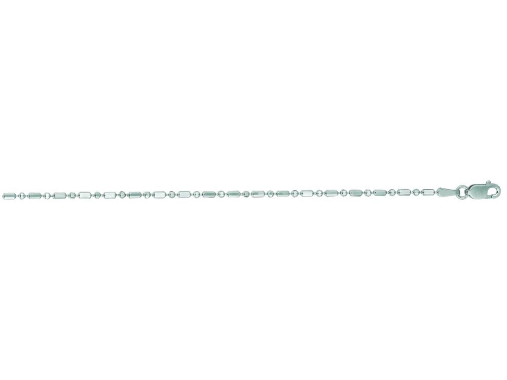 Finejewelers 14 Kt White Gold 16 Inch 1.5mm Alternate Round Long Rectangular Shaped Bead Chain Necklace