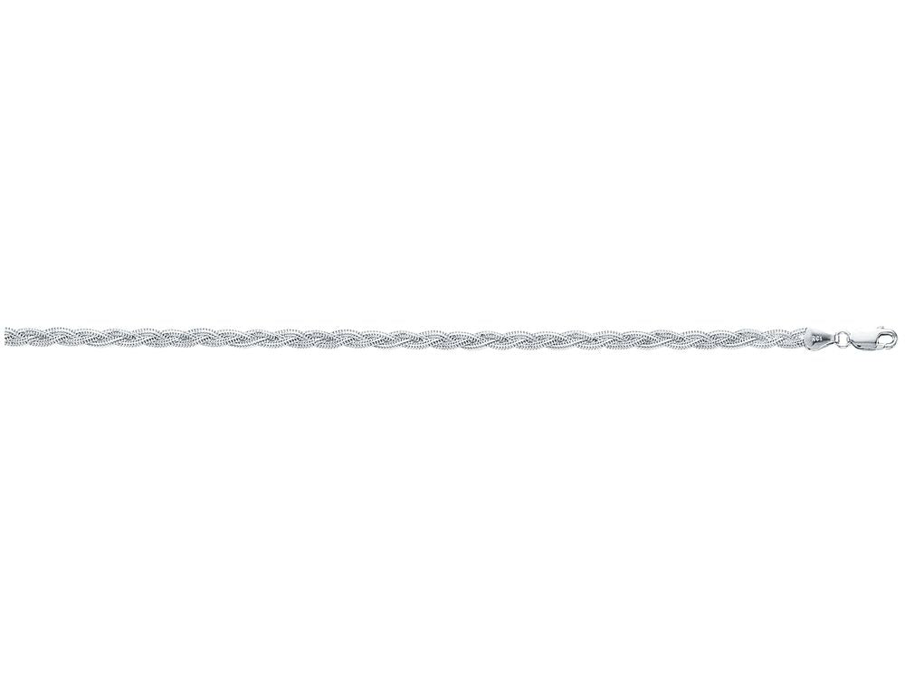Finejewelers 14 Kt White Gold 7 Inch 3.5mm Bright Cut Braided Fox Bracelet Chain With Lobster Clasp
