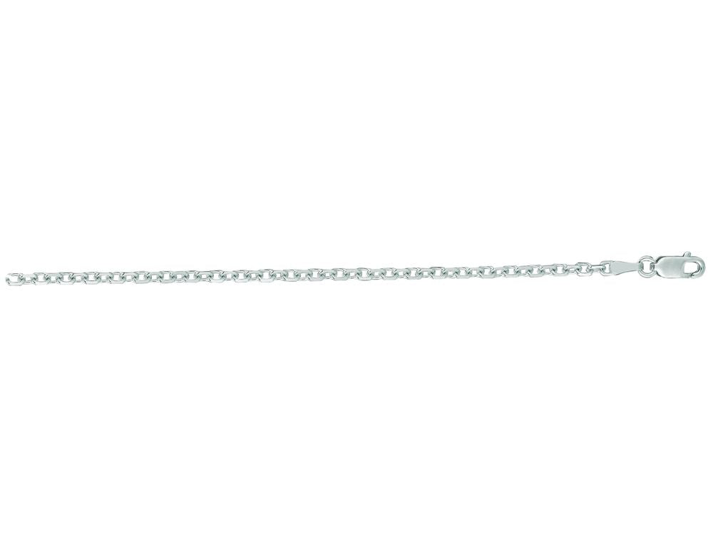 Finejewelers 14 Kt White Gold 16 Inch 2.3mm Bright Cut Cable Link Chain Necklace With Lobster Clasp
