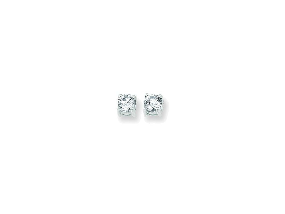 Finejewelers 14 Kt White Gold 5.0mm Round Faceted Cubic Zirconia Stud Earring