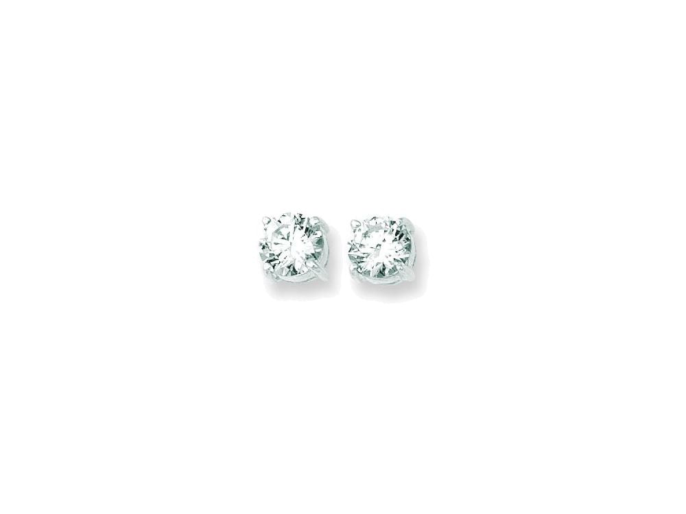 Finejewelers 14 Kt White Gold 7.0mm Round Faceted Cubic Zirconia Stud Earring
