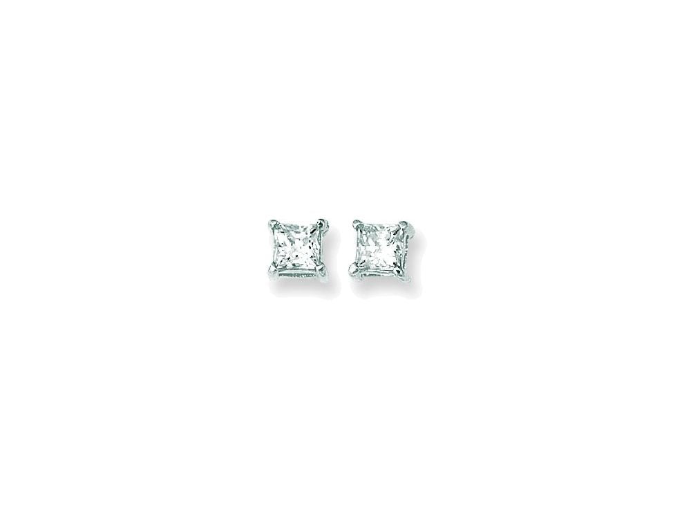 Finejewelers 14 Kt Two Tone Gold 8.0mm Square Faceted Cubic Zirconia Stud Earring