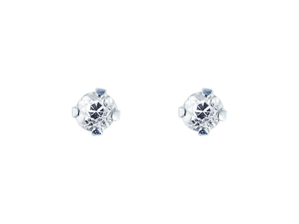 Finejewelers 14 Kt White Gold 2.0mm Round Faceted Cubic Zirconia Stud Earring