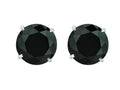 Finejewelers 14 Kt White Gold 8.0mm Round Faceted Black Cubic Zirconia Stud Earring