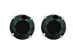 Finejewelers 14 Kt White Gold 8.0mm Round Faceted Black Cubic Zirconia Stud Earring