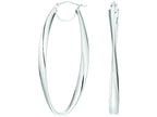 Finejewelers 14 Kt White Gold Long Oval Freeform Hoop Earring