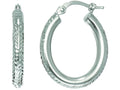 Finejewelers 14 Kt White Gold Bright Cut Fashion Sparkle Oval Shape Hoop Earring