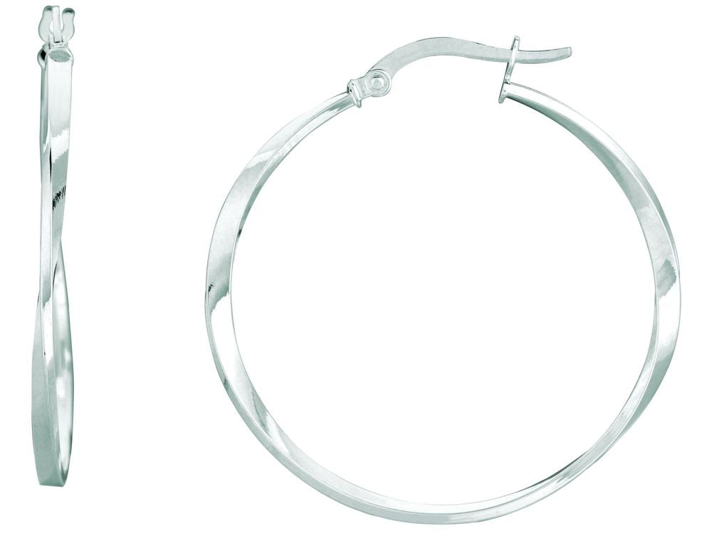 Finejewelers 14 Kt White Gold Lae Twisted Hoop Earring