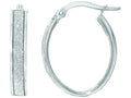 Finejewelers 14 Kt White Gold 3.75x14x17mm Oval Hoop Earring With Glitter