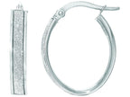 Finejewelers 14 Kt White Gold 3.75x14x17mm Oval Hoop Earring With Glitter