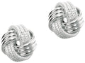 Finejewelers 14 Kt White Gold Textured 3 Row Love Knot Earring