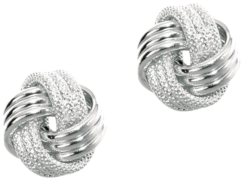 Finejewelers 14 Kt White Gold Textured 3 Row Love Knot Earring
