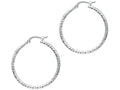 Finejewelers 14 Kt White Gold 1.5x25mm Bright Cut Fashion Sparkle Lae Hoop Earring