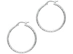 Finejewelers 14 Kt White Gold 1.5x25mm Bright Cut Fashion Sparkle Lae Hoop Earring